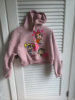Cropped Pink Powerpuff Girls Hoodie - Women's Sweatshirt